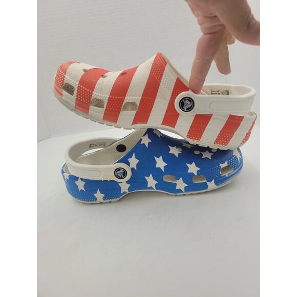 Crocs Classic American Flag Clogs Size Mens 5 Womens 7 USA Patriotic Shoes - Picture 9 of 11